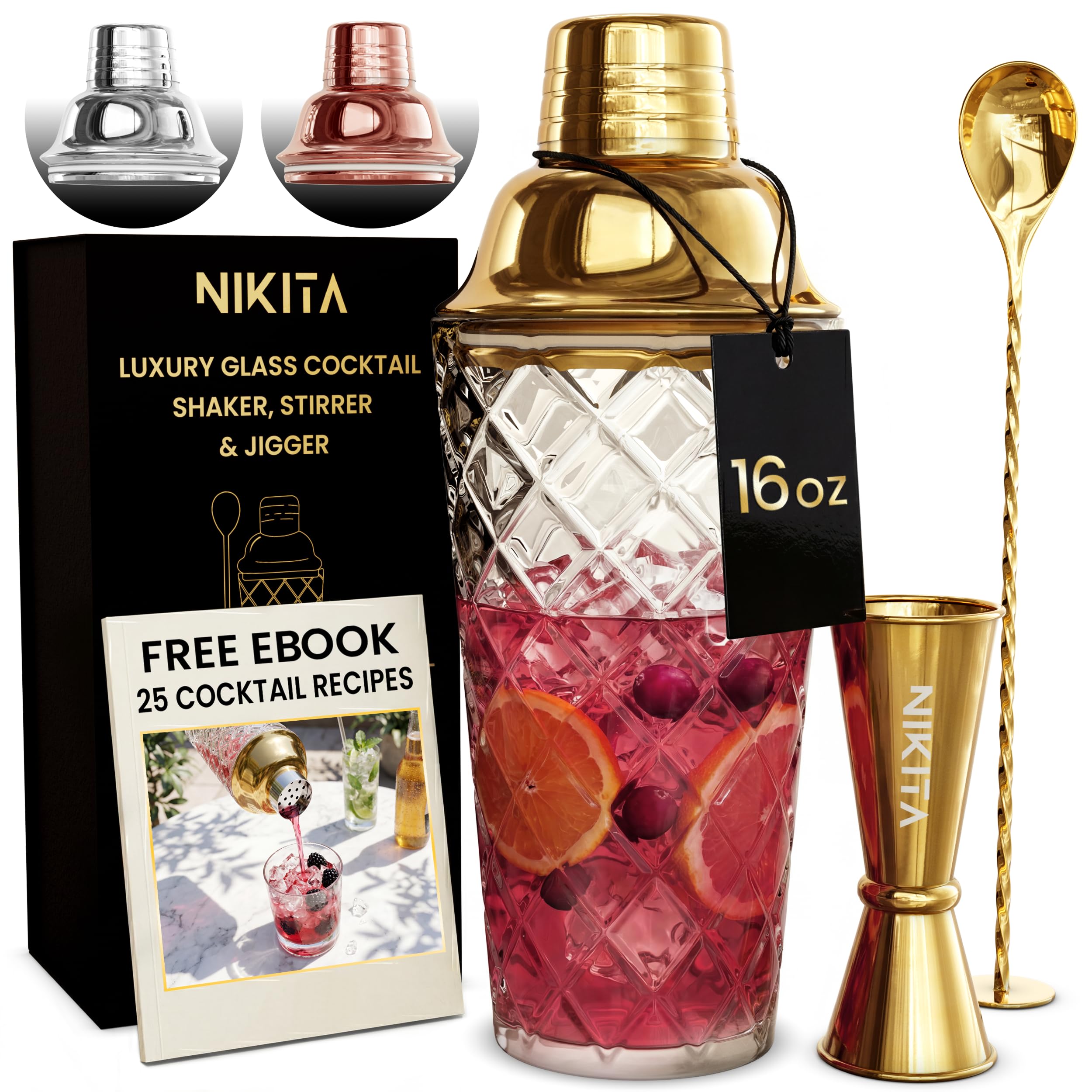 NIKITA by Niki Glass Cocktail Shaker Set