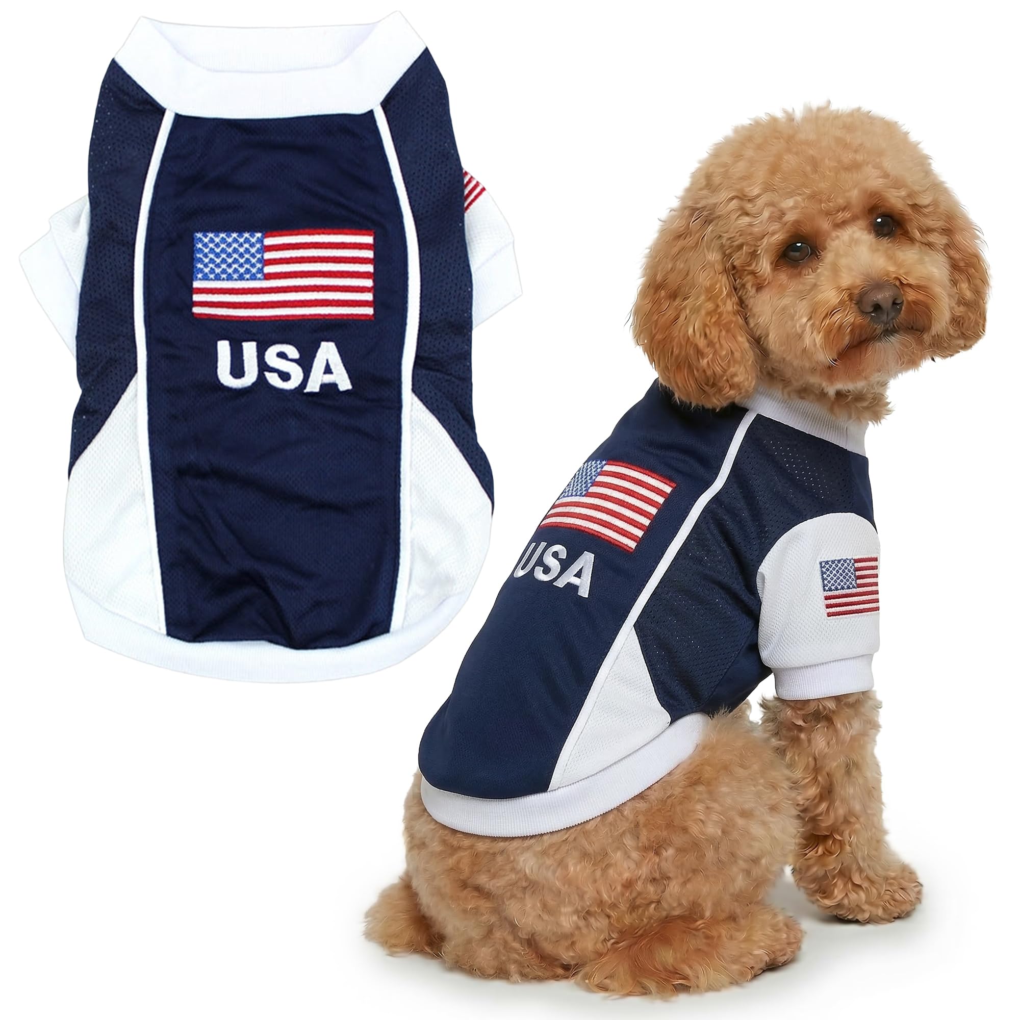 Photo 1 of Parisian Pet USA Dog Jersey - Breathable Mesh Puppy Football Jersey - Lightweight Stretch Sporty Dog Clothes - Summer Shirts for Large Dogs - Soccer Jersey for Dogs - Sportswear Pet Clothes