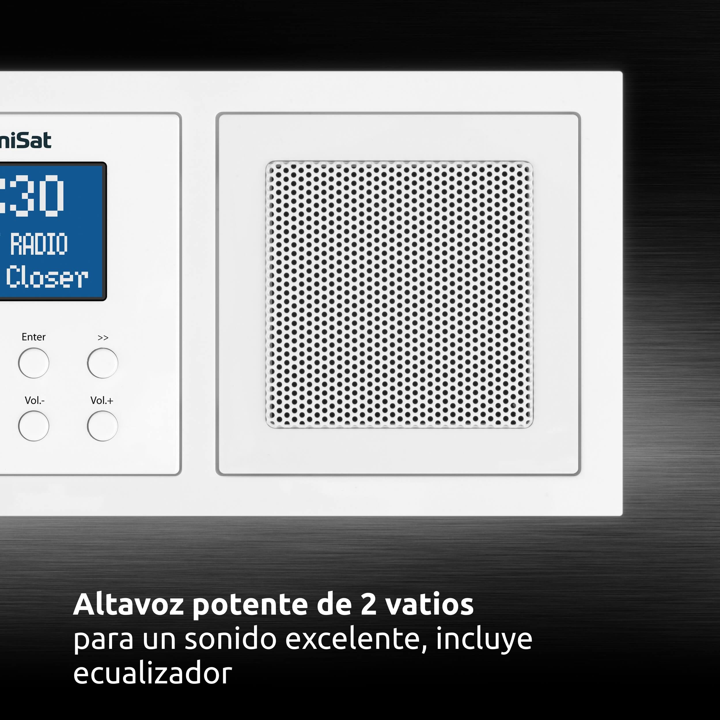 TechniSat DIGITRADIO UP 1 - Radio Dab+ Empotrable para su Instalación en Enchufes Dobles (Dab, FM, Bluetooth, Pantalla LCD Regulable, Despertador, Temporizador para Dormir, 2 Vatios RMS) Blanco