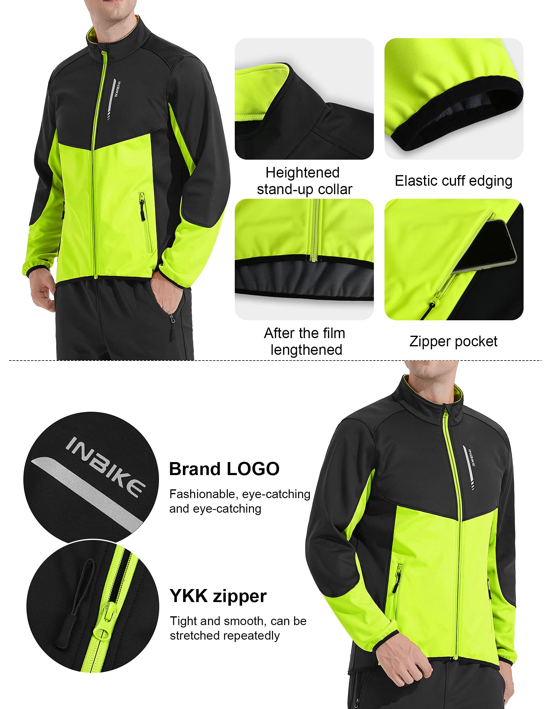 INBIKE Cortavientos Hombre Chaqueta Ciclismo Invierno Impermeable Softshell con Capucha WJ603