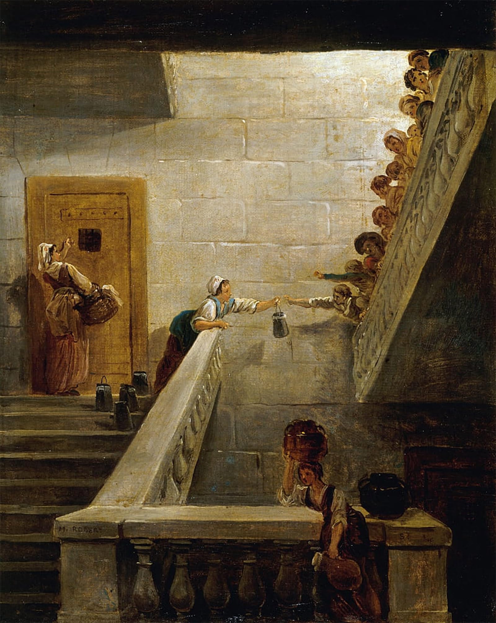 SERENDIPITP Vintage Wall Art Canvas Nordic Poster Canvas Print Picture the Distribution of Milk At Saint lazare Prison by Hubert Robert Wall Art Poster for Home Decor 60x90cm