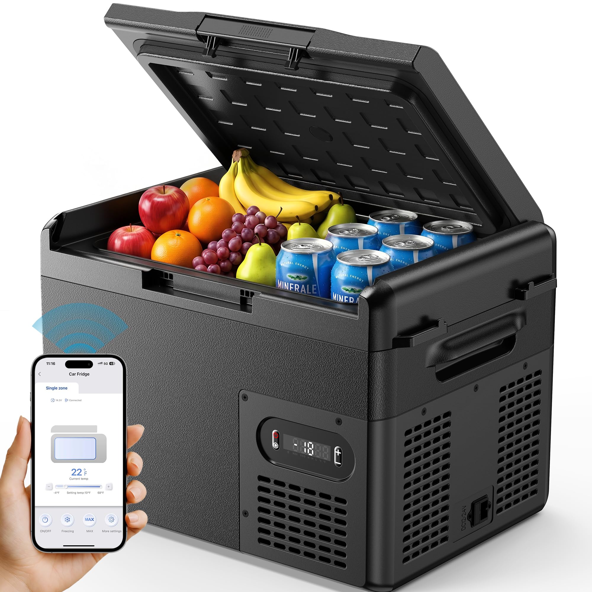 Feelfunn 12V refrigerator 16QT portable freezer with app control