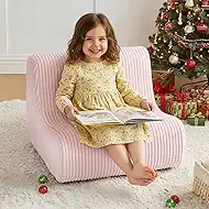 DAICO Kids Bean Bag Chair, Ultra-Soft Toddler Bean Bag Sofa with Foam, Small Toddler Comfy Lazy Lounger Chairs Couch with Handle for Playroom or Bedroom - Birthday for Boys and Girls，Pink