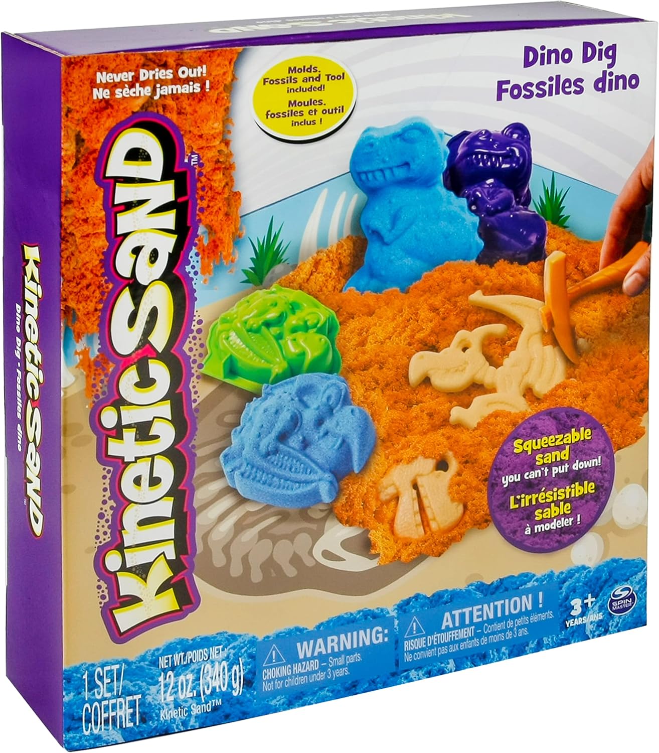 Kinetic Sand The One and Only Dino Dig Playset for Ages 3 and up.