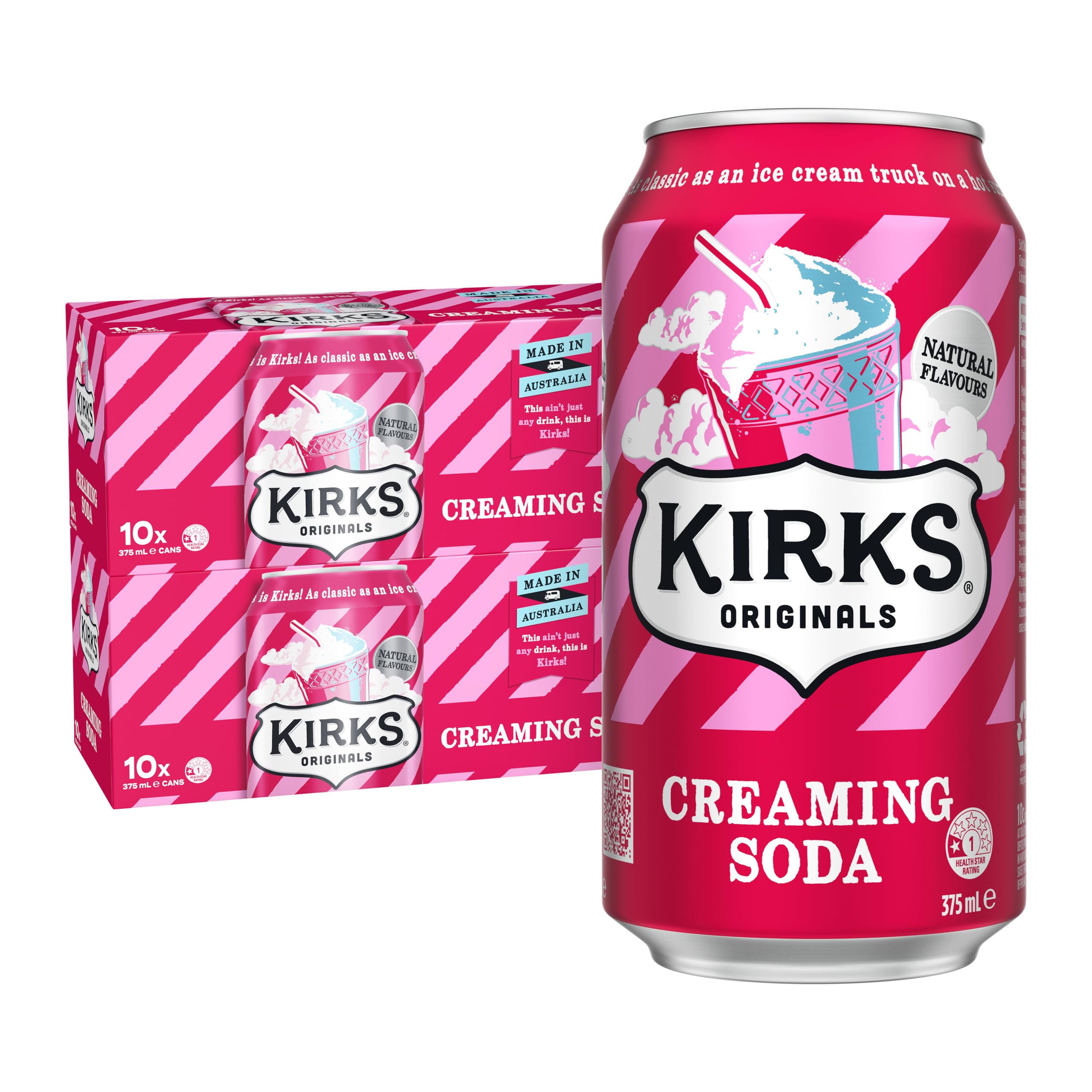 Kirks Creaming Soda Soft Drink Multipack Cans 20 x 375 mL