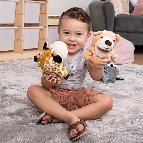 Miniatura 7 de Animal Friends - Marionetas de mano de lujo para niños con boca de trabajo paquete de 6 para jugar imaginativo