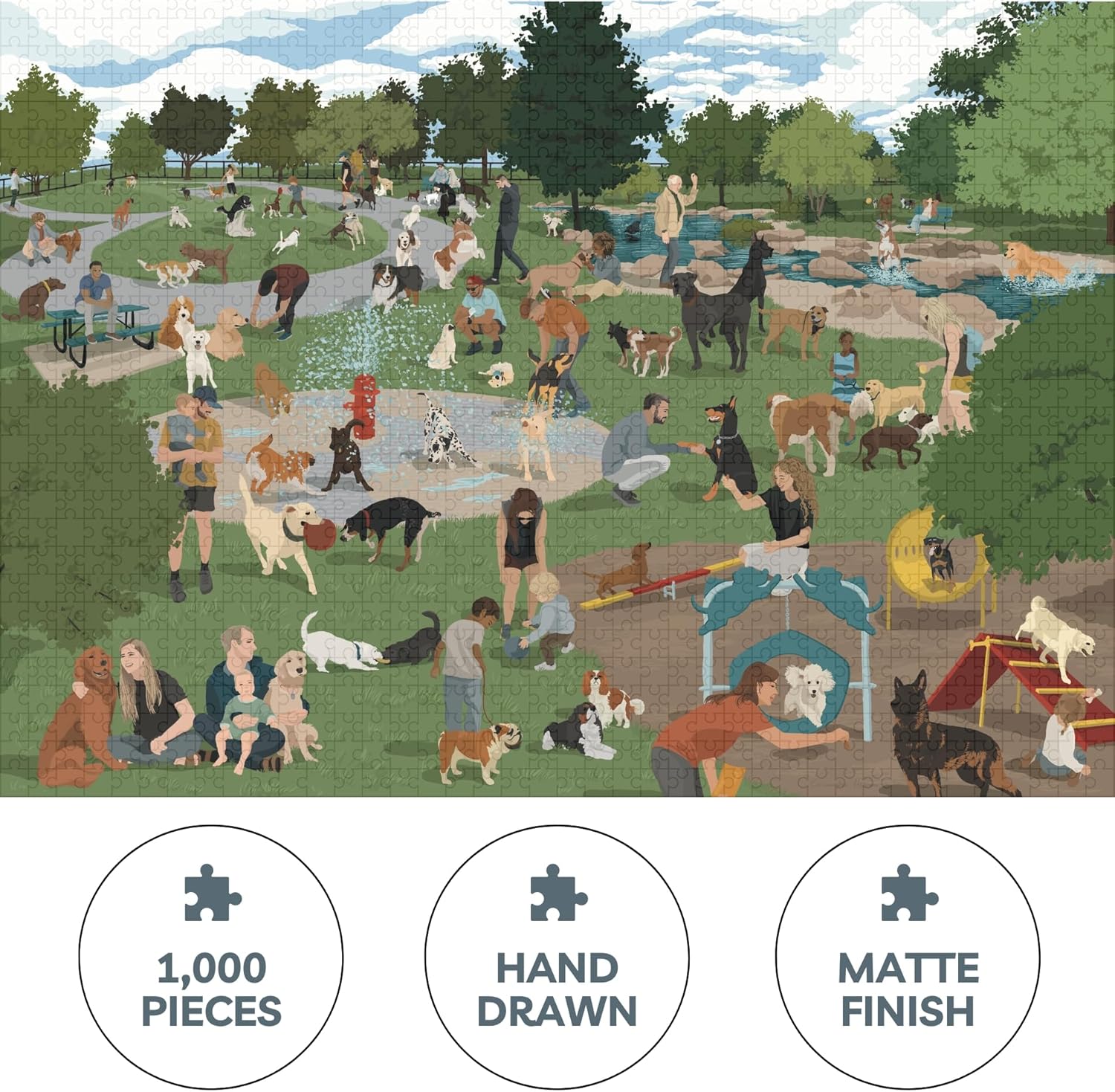 Theo's Puzzles 1000 Piece Puzzle for Adults - Dog Park Animal Puzzle, Jigsaw Puzzles 1000 Pieces with Matte Finish, Zero Dust Quality