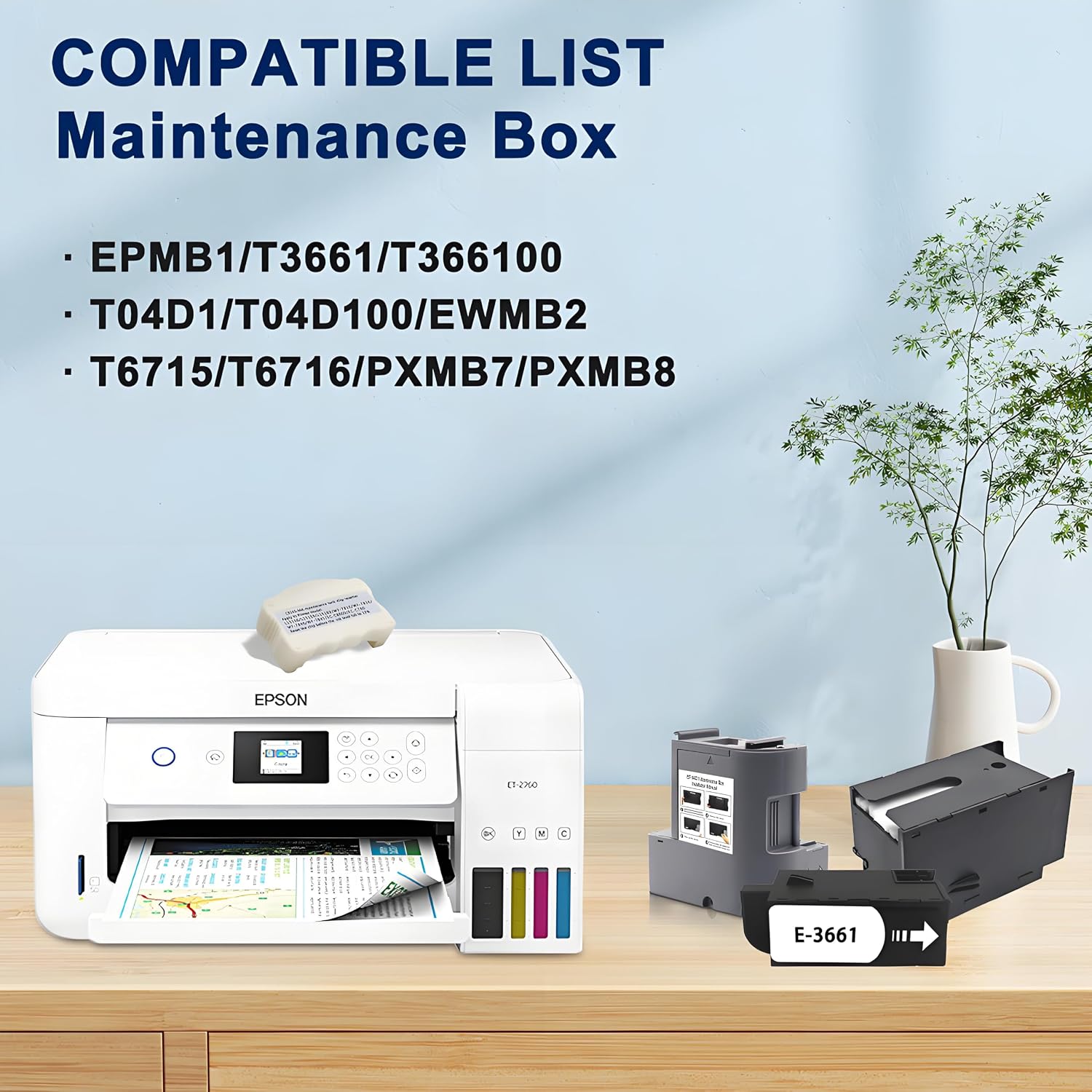 Ink Maintenance Box Chip Resetter for T3661 T04D1 T6715 T6716 Compatible with Epson ET-3710 ET-3750 ET-3760 Expression Premium XP-6000 XP-6100 XP-15000
