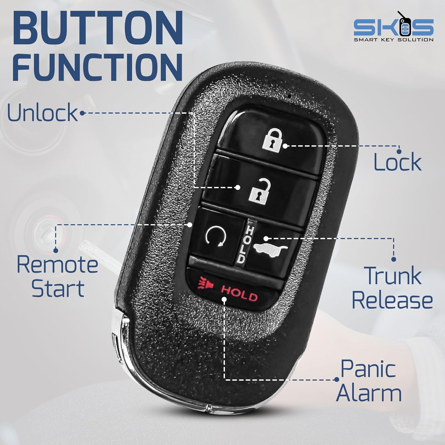 Keyless Fob Remote Replacement Fits for 2023 2024 Honda CR-V Pilot HRV KR5TP-4 Proxy Keyless Entry Remote Control Push Start Button 72147-3A0-A01 433MHz