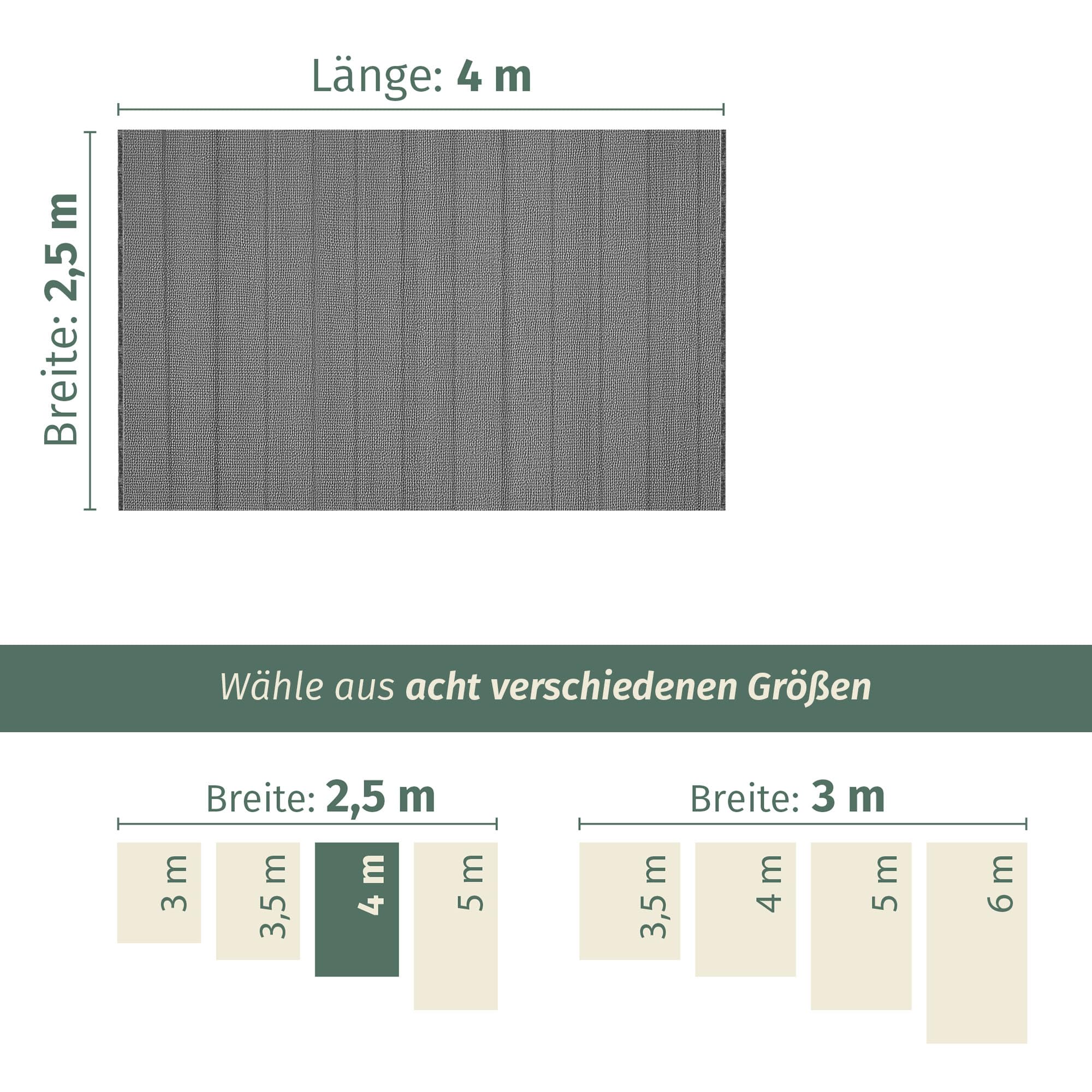 Dywan namiotowy, ciemnoszary, 250 x 400 cm (300 g/m² PP), odporny na warunki atmosferyczne, do użytku na zewnątrz, oddychający, łatwy do prania