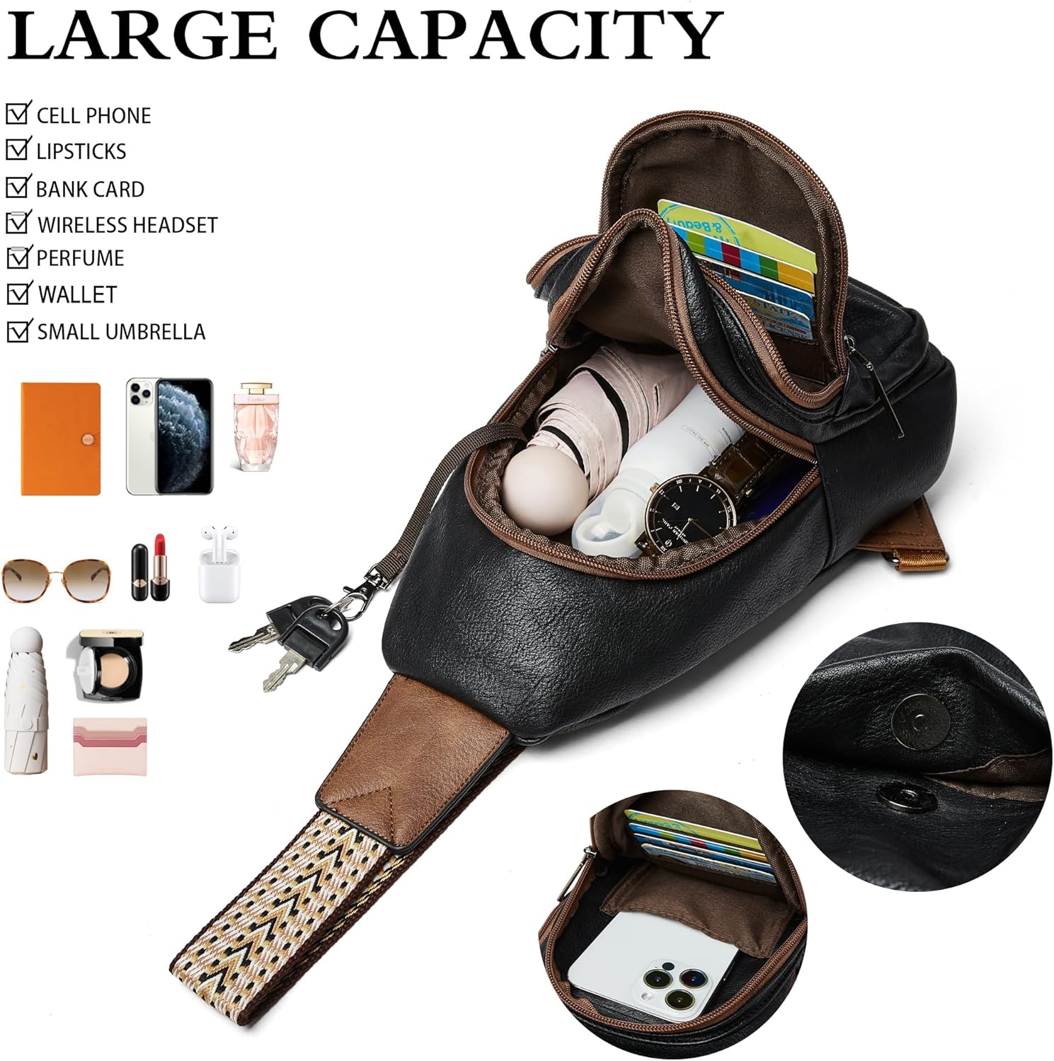 Sling Bag Crossbody Bags for Women Small Cross Body Bag Fanny Packs Chest Sling Purse for Daily Travel Leisure Sport - Image 5