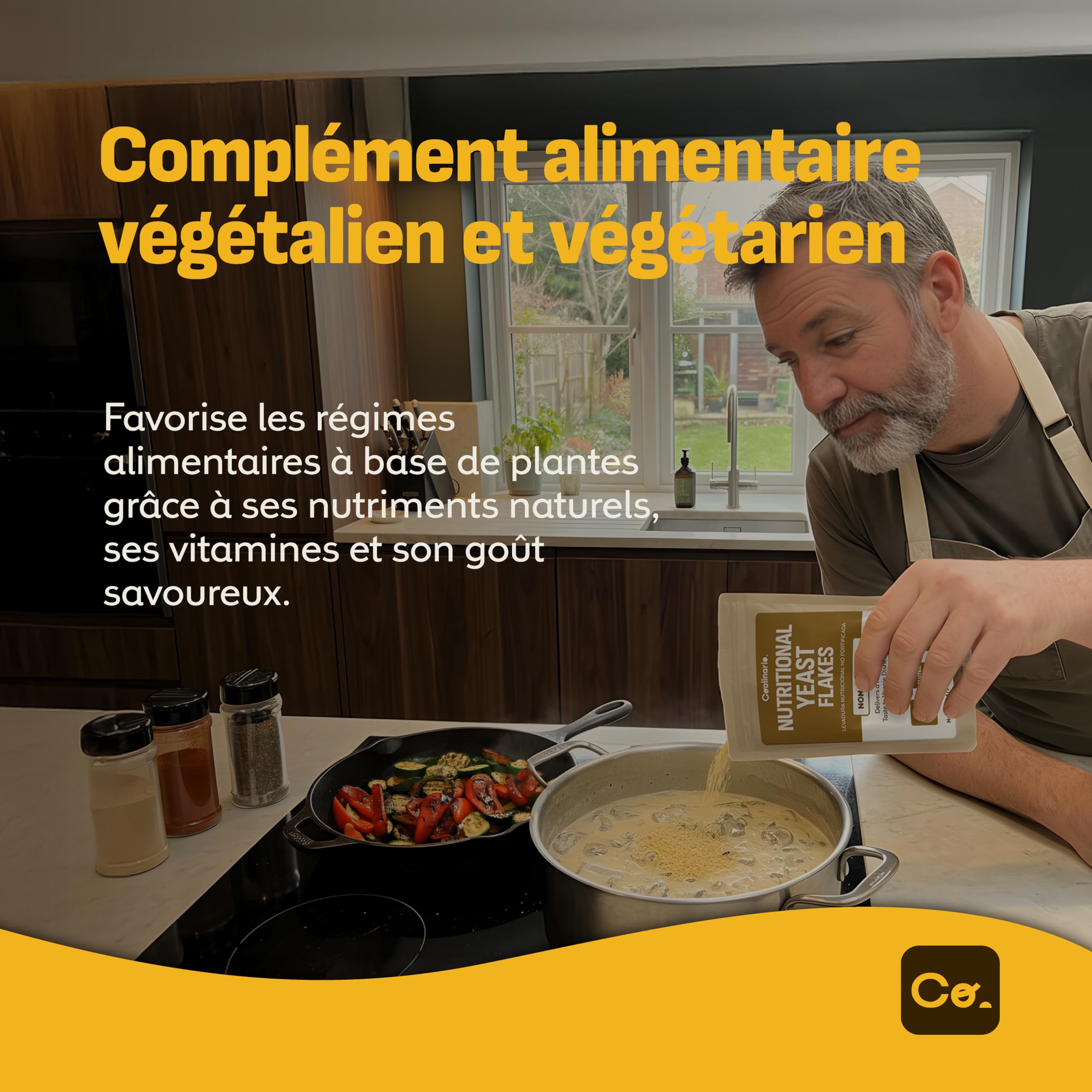 Coolinario Levure Nutritionnelle Non Enrichie (56 g) Assaisonnement Végan au Goût Noisette | Riche en Protéines, Fibres & Minéraux | Pour Snacks, Sauces & Vinaigrettes | Sans Gluten