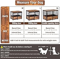 Vista 5 de KOOPRO Mueble de jaula para perros de 32 pulgadas con cojín para perros grandes y medianos, perrera de madera resistente con puertas dobles, jaula