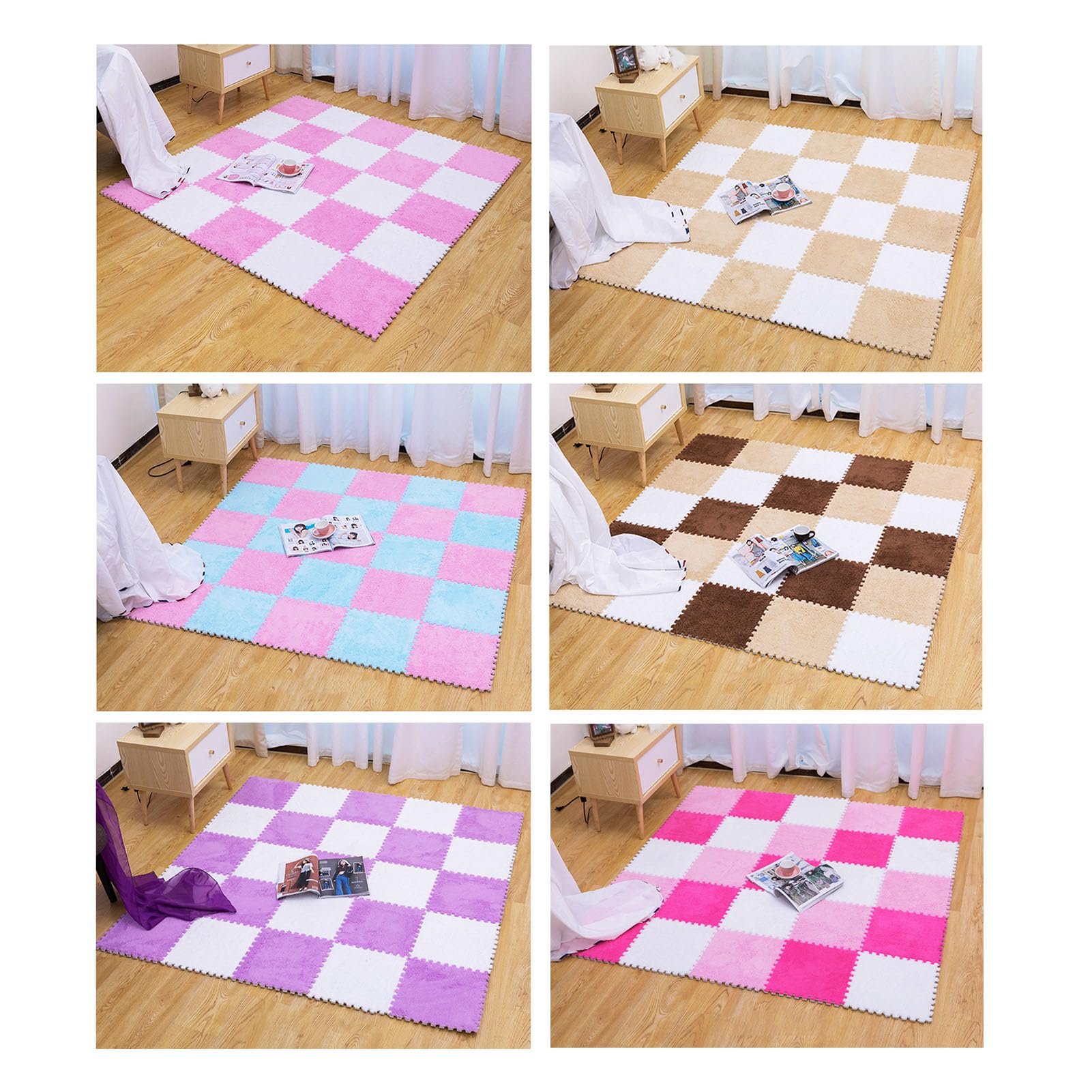 Tapete De Juegos Extra Grande De 12 Y 24 Pulgadas Con Borde, Tapete De Espuma De Rompecabezas De Felpa, Losetas De Alfombra Entrelazadas Suaves, 120,150 Y 200 Piezas (Tamaño: 24 X 24 X 0,39 Pulgadas