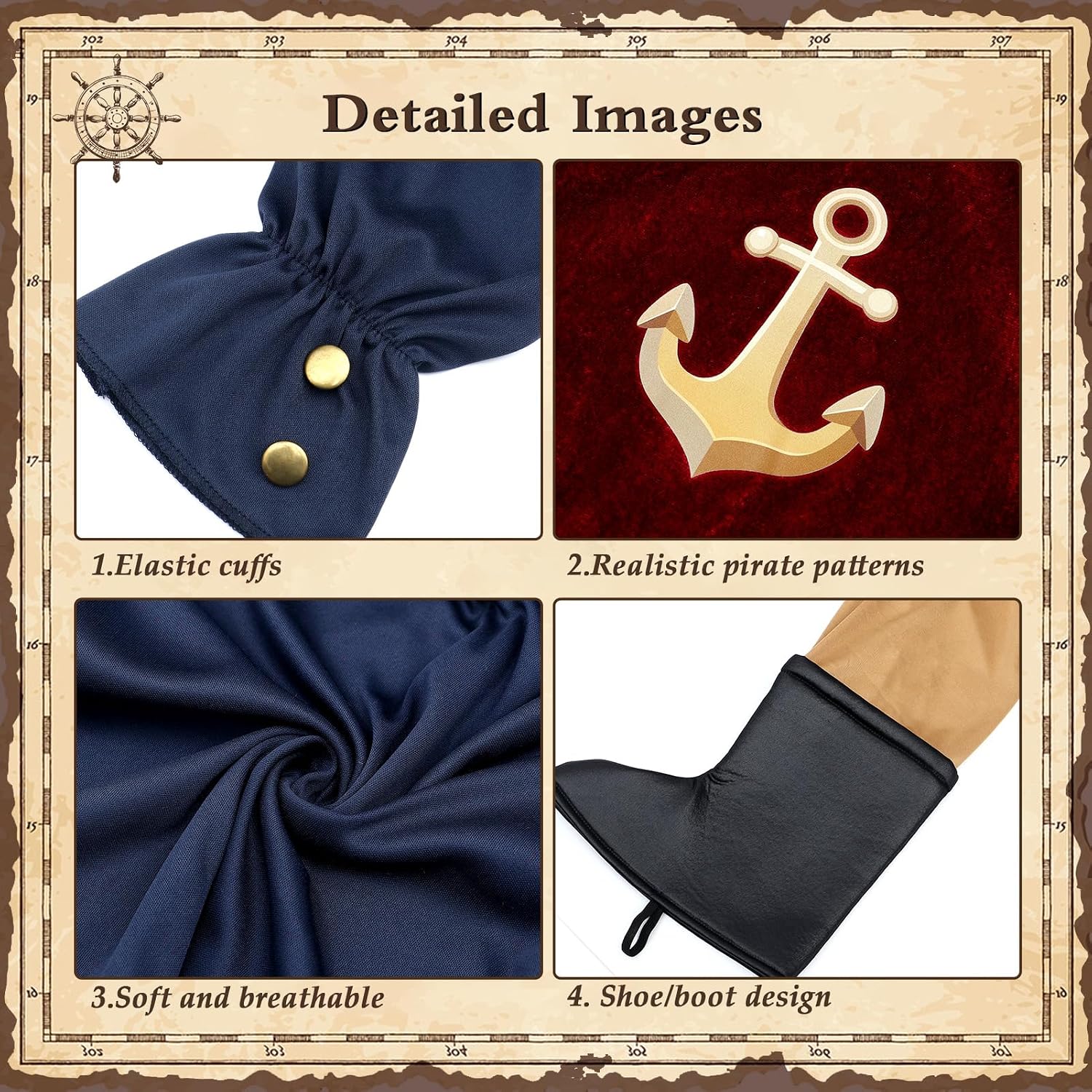 G.C Kids Pirate Costume 19-Piece Set for Boys Girls Age 3-10, Complete Halloween Birthday Party Outfit