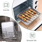 Homikit Cookie Sheet with Rack (2 Small Baking Sheets+2 Grill Racks), 10 x 8 Inch Stainless Steel Cookie Sheets with Wire Cooling Rack, Nonstick Metal Toaster Oven Bacon Tray, Dishwasher Safe