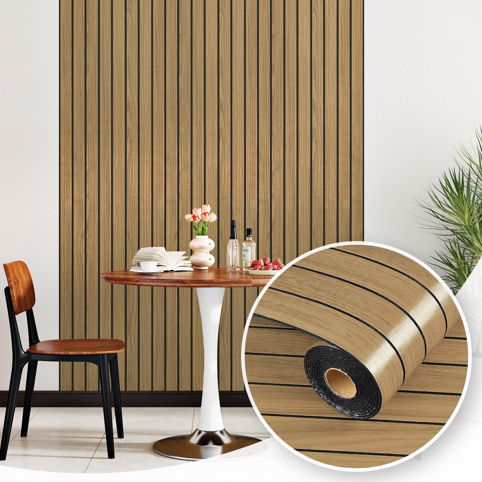 Panel de pared de madera 3D para despegar y pegar, paneles de
