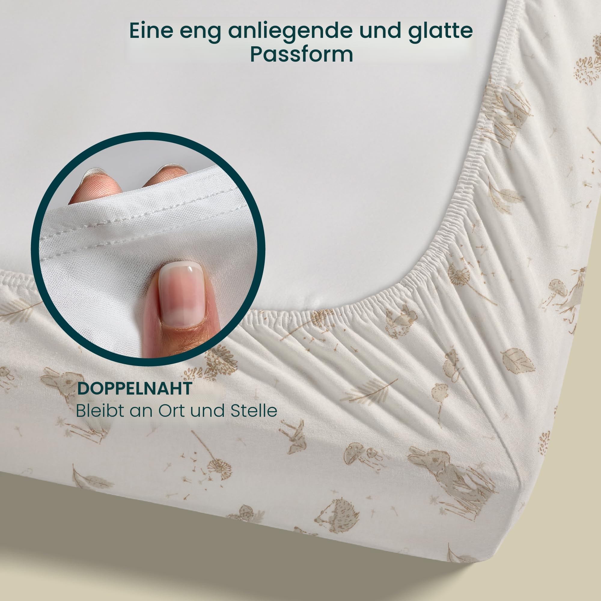 Tutti Bambini Spannbettlaken Beistellbett (2er-Pack) - Atmungsaktiver Bambus-Jersey - Spannbetttuch Weich & doppelt Elastisch Verstärkt - Baby Bettlaken für Matratzen 53×80 bis 60×90 cm (Cocoon)