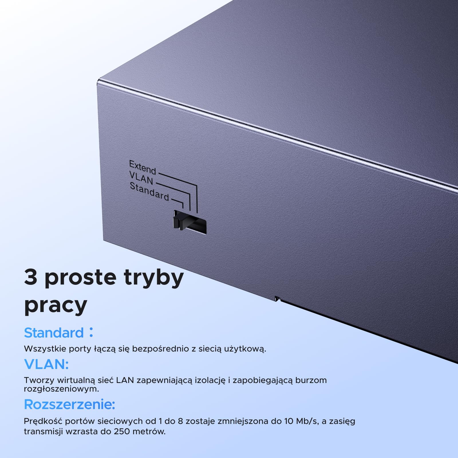 UGREEN Przełącznik sieciowy Gigabit PoE LAN z 10 portami, 8 przełącznikami PoE + 2 portami Gigabit Uplink,przełącznik sieciowy idealny do rejestratorów NVR, kamer IP，Niezarządzane