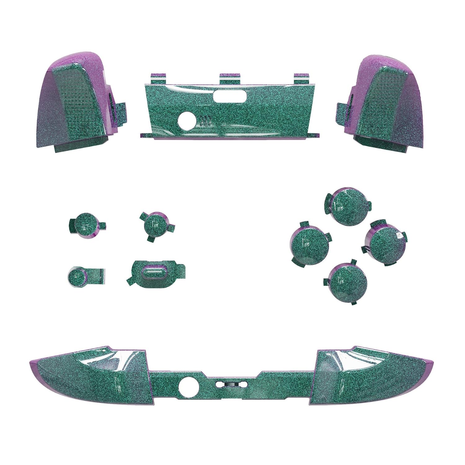 eXtremeRate Chameleon Green Purple Replacement Buttons for Xbox One Elite Series 2 Controller, LB RB LT RT Bumpers Triggers ABXY Start Back Sync Profile Keys for Xbox Elite Series 2 Core Controller