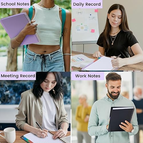 Miniatura 9 de CAGIE Cuaderno de 5 materias con rayas universitarias de 8.5 x 11 pulgadas, cuaderno de tapa dura con 5 divisores de colores extraíbles, 240