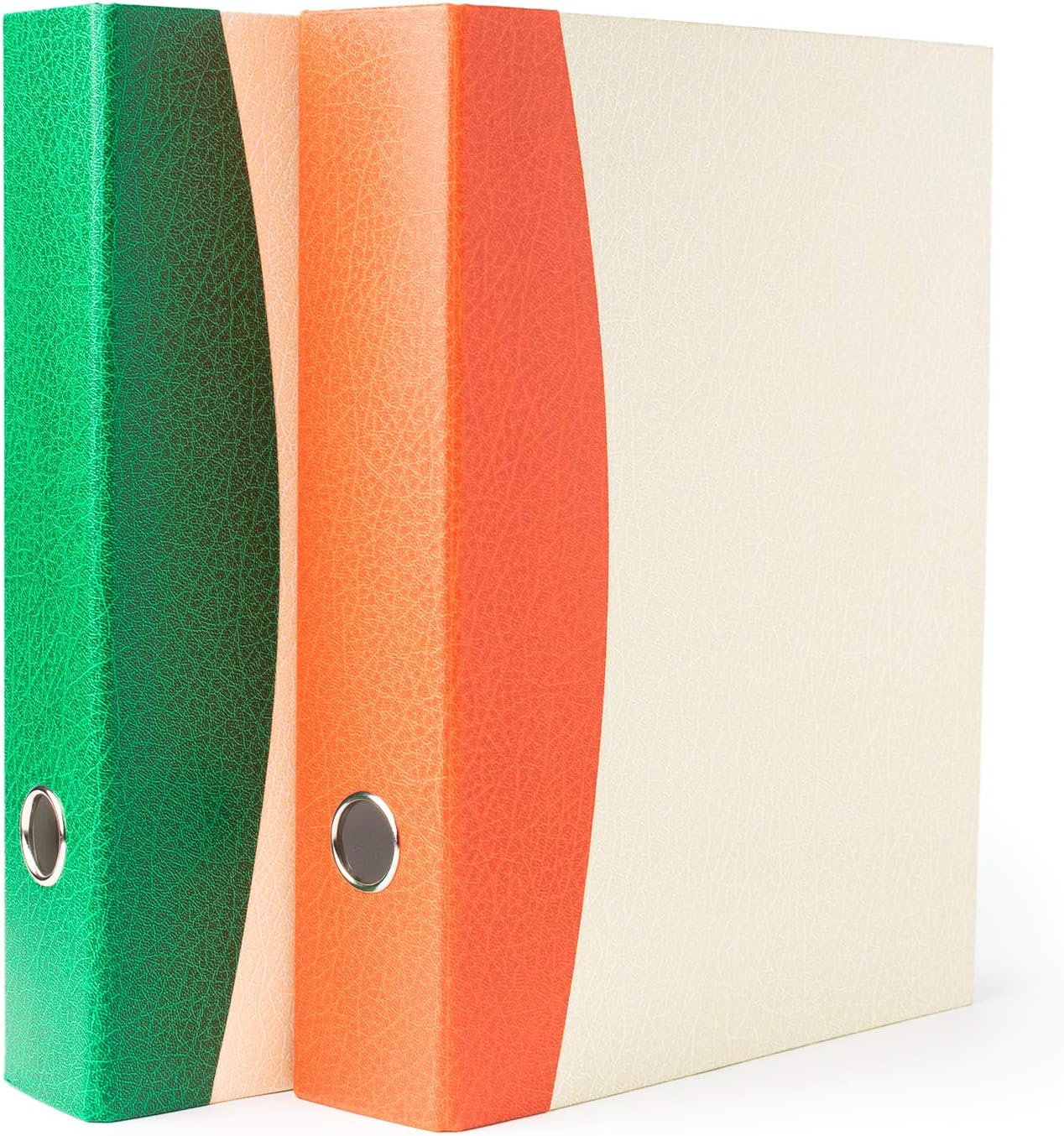 - Mahavir Premium – 2D Ring Binder File – A4 Size (29.7cm x 21.0cm) (11.7inch x 8.25inch) – 40mm (1.5 inch) Clip – Vinyl Coated Cover Material – Pack of 2 – Dual Shade (Green + Orange on Off-White)