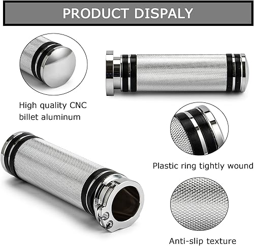 Miniatura 4 de Empuñaduras de manillar de motocicleta de 1 pulgada de 0.984 in, universales para Sportster Fatboy Dyna Softail VRod Cafer Chopper Bobber Custom