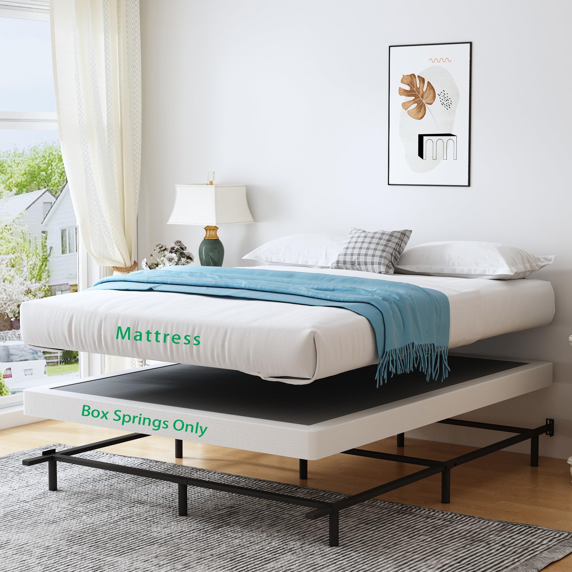 Vaciwe Queen Box Spring 4 Inch Heavy Duty Metal Box Springs Mattress Foundation