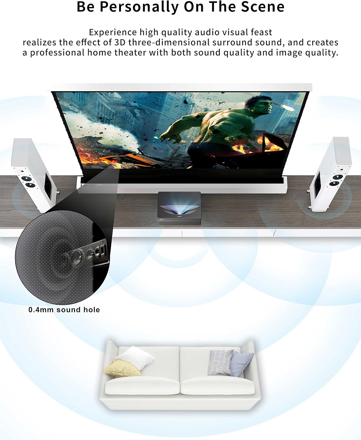 VIVIDSTORM-Long Focus Ambient Light Rejecting Screen,Acoustically Sound Transparent,Motorized Floor-Rising Projection Screen,Compatible with Lumen up to 2500ANSI of Ordinary Projector,VWSDSTPALR72H