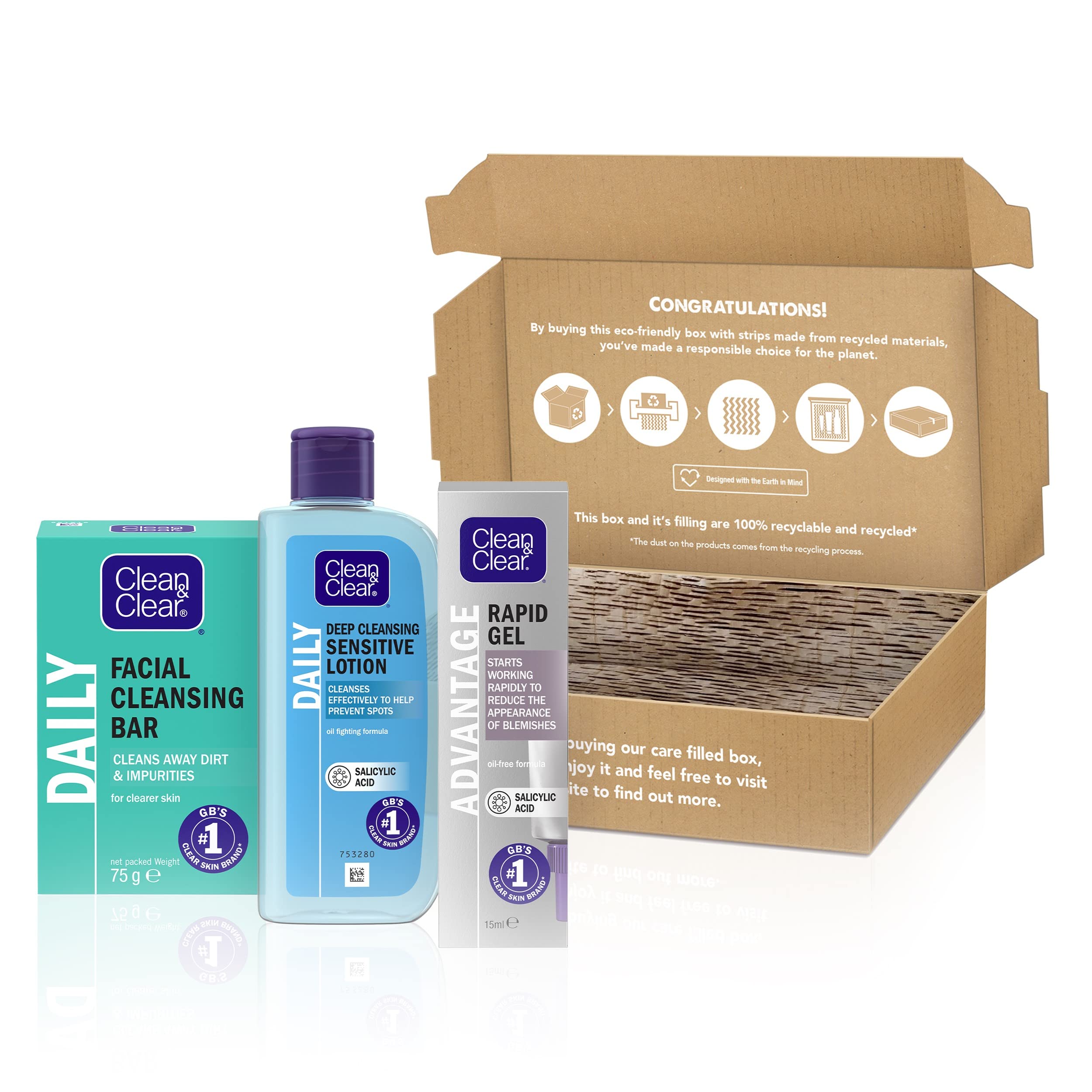 Clean & Clear and Clear 3-step Bundle, Bar + Lotion Spot Gel, Brown