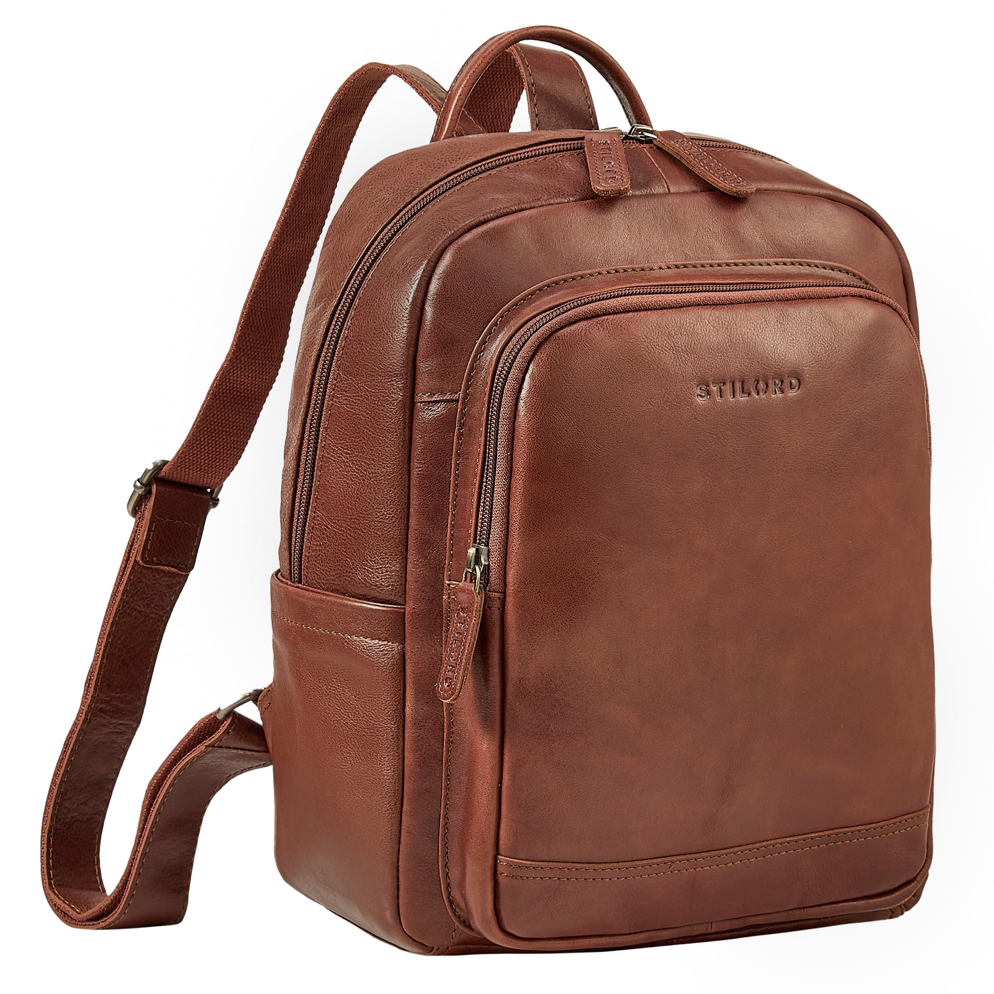 STILORD "Clarissa Zaino in Pelle Donna Medio Elegante Daypack City Rucksack Porta Tablet 13" Zainetto da Lavoro e Tempo Libero in Vera Pelle Colore:maraska - marrone