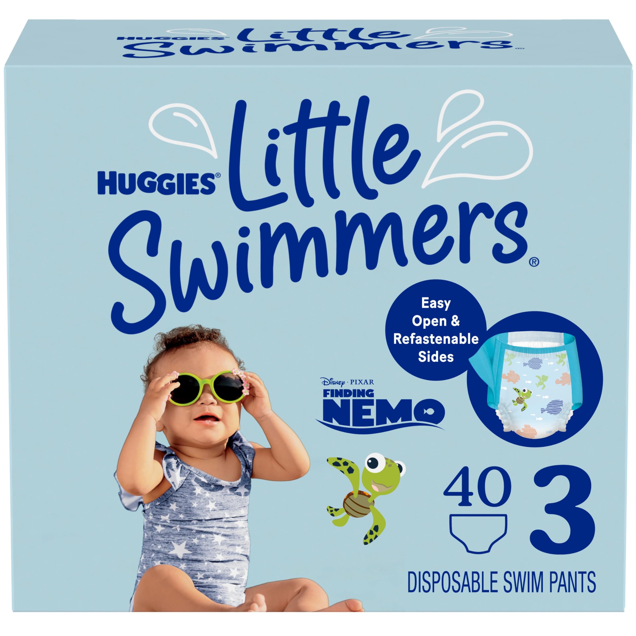 HUGGIESSwim Diapers Size 3 (16-26 lbs), Little Swimmers Disposable Swimming Diapers, 40 Ct (Packaging May Vary)