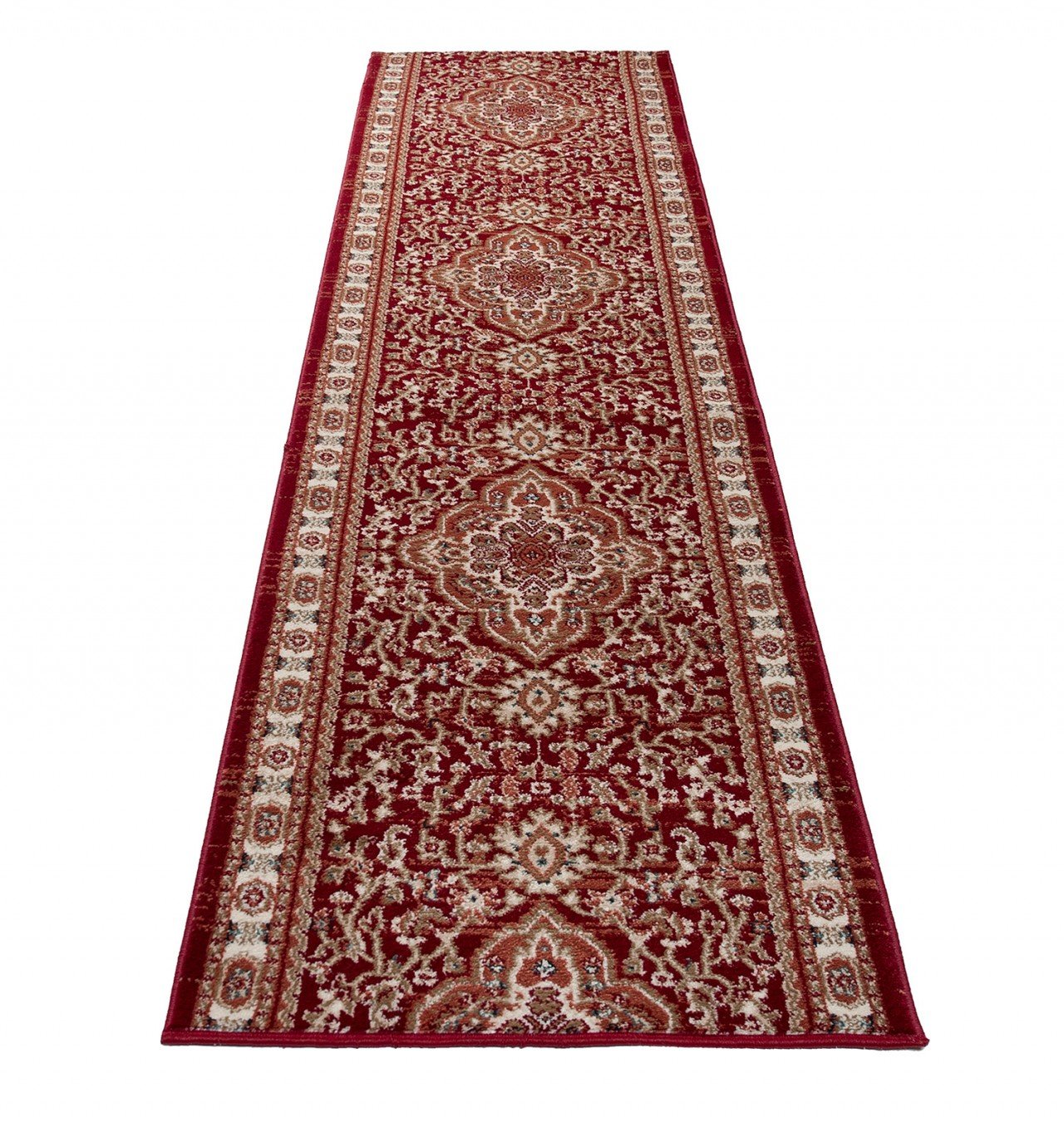 Carpeto Rugs Blumen Teppich Läufer Flur - Orientalisch Teppichläufer - Kurzflor, Weich - Flurläufer für Wohnzimmer, Schlafzimmer - Teppiche - Meterware - Burgund Rot - 120 x 180 cm