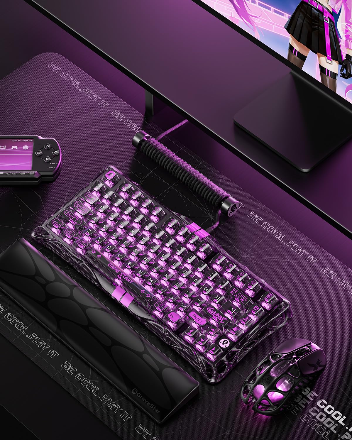 GravaStar V75 Lite Clavier Gamer Magnétique Hall Effect - 4000Hz Rapid Trigger - Activation Ajustable 0,01mm - Clavier Gaming 75% avec Switchs Hot-Swap et Éclairage RGB Transparent | pour PC & Mac