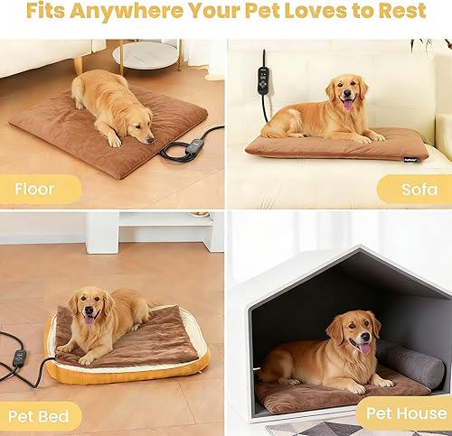 Miniatura 6 de Almohadilla térmica grande para perros y cama térmica para mascotas para perros grandes y múltiples mascotas, almohadilla térmica impermeable para