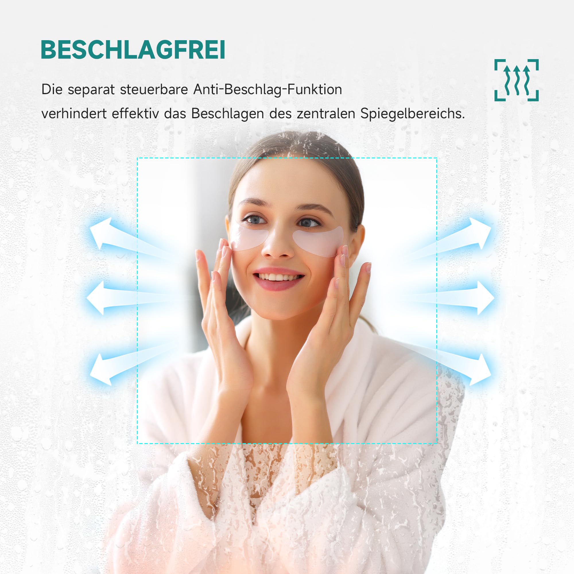 Spiegelschrank 900x650mm mit Beleuchtung, LED Badspiegelschrank, 3 Farbtemperatur dimmbare, Antibeschlag, Steckdose und Touch, Schwarz Smarter Spiegelschrank