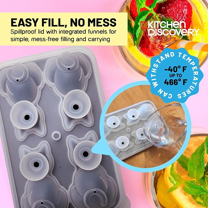 Molde de hielo 3D gato Kitchen Discovery silicona divertido miniatura 4