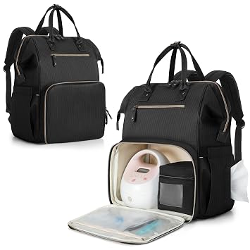 Damero Breast Pump Backpack Compatible with Spectra S1, S2, Medela and Cooler Bag, Breast Pump Bag with Laptop Sleeve, Breast Pump Carrying Diaper Bag for Working Moms, Black