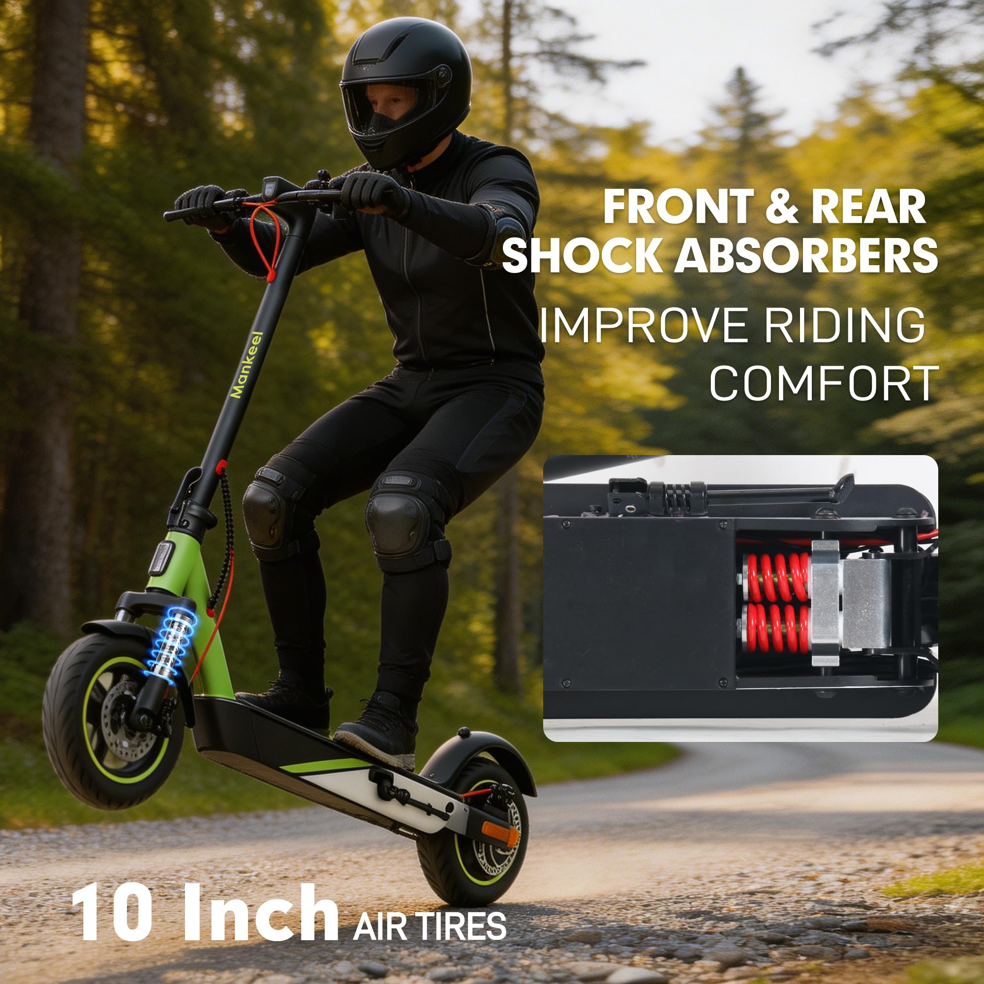 Trottinette Electrique Adulte, Pneus 10" Pouces, Batterie 48V/10.4Ah, Vitesse 25km/h, Autonomie 50km, Idéale pour Déplacements Courts et Trajets Urbains