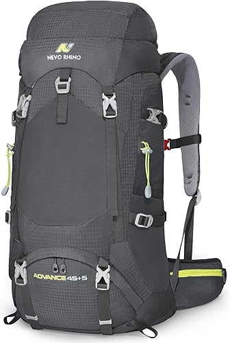 N NEVO RHINO Mochila de senderismo con marco interno de 4050606580L, mochila de campamento para escalada de montaña, cubierta impermeable para lluvia