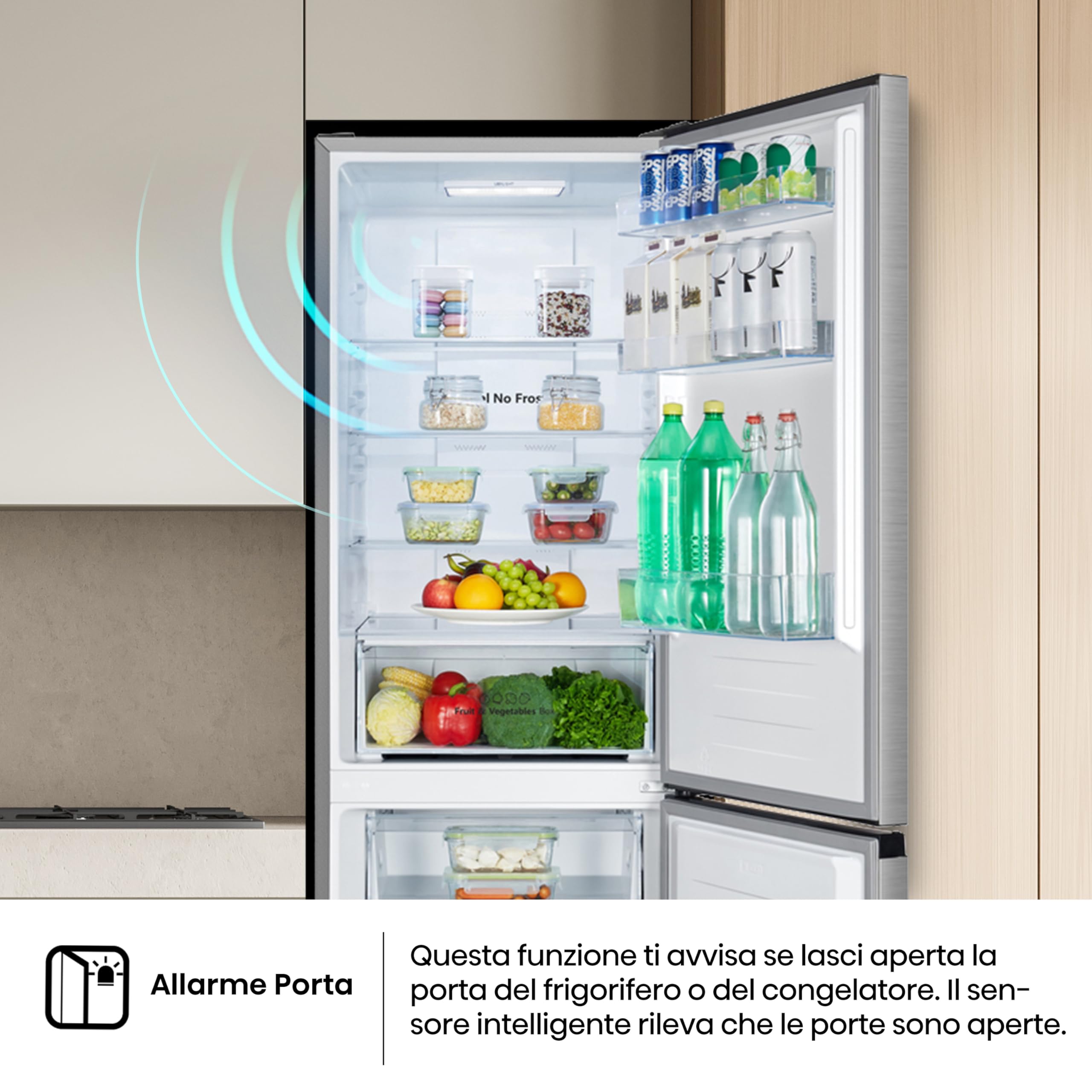 Hisense RB390N4CCD1 Frigorifero Combinato Total No Frost, Inox, 1.86x60cm, Classe D, 304L