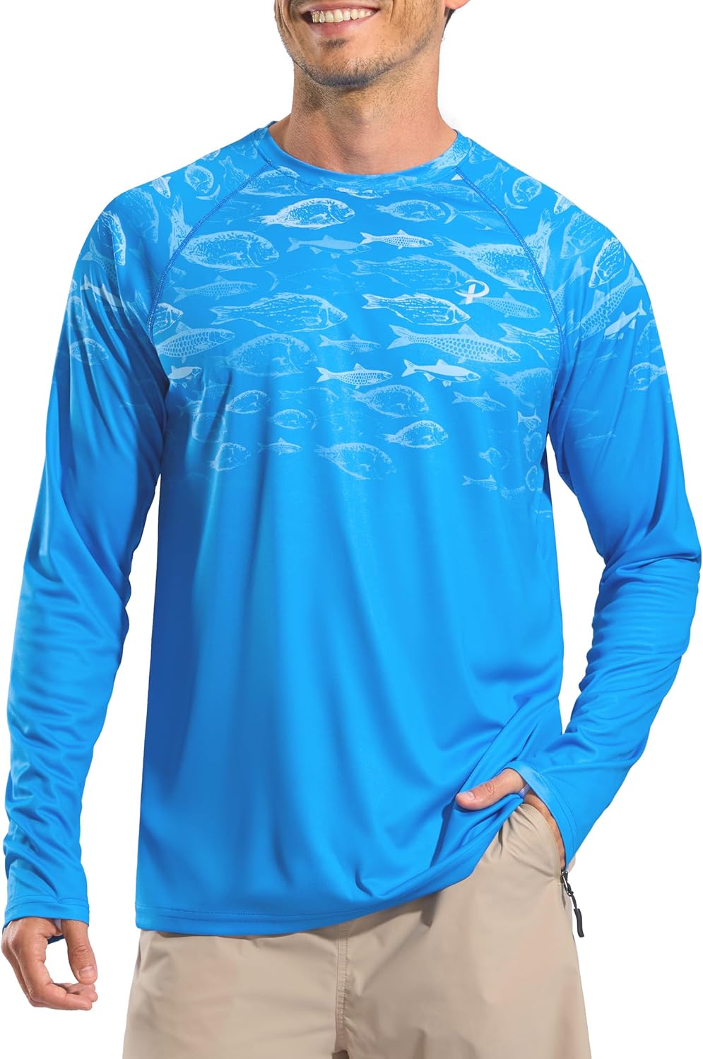 Pudolla Men's Sun Protection Shirts UV SPF UPF 50+ Rash Guard Long Sleeve Lightweight Quick Dry Brethable Swimming Fishing
