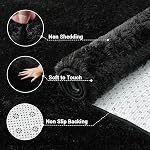 GarveeHome Rug- Shag Area Rug pour le salon, Shaggy Grand tapis de salon intérieur épais avec arrière antidérapant, en peluche douce Fuzzy tapis pour la chambre,8x10,noir