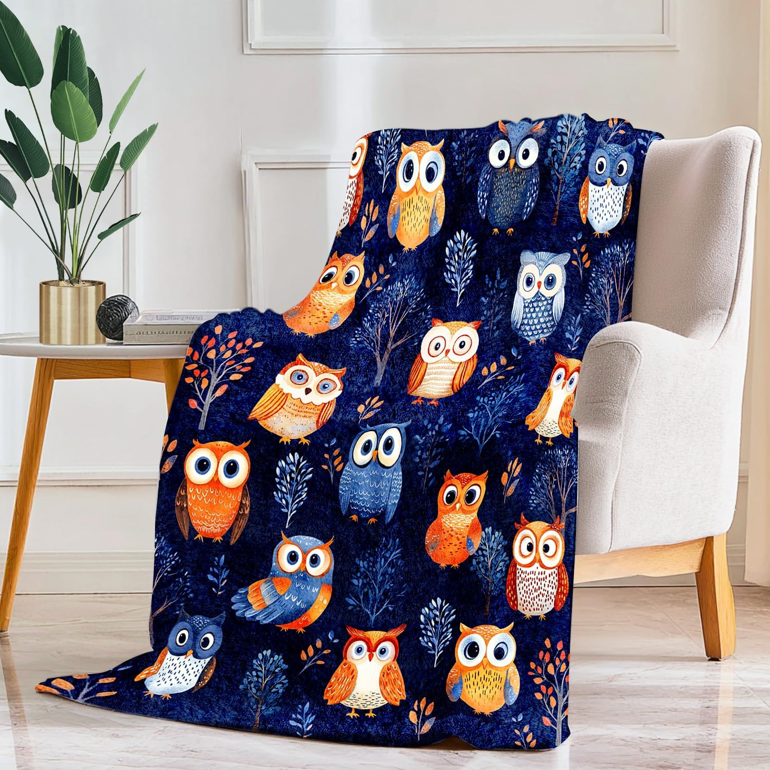 Cute owl Blanket owl Decor Cozy Animal Throw Super Soft Plush Flannel Fleece Blanket Gift for Kids Adults Men Women Ultra Warm & Lightweight Flannel, 50"X40" - Image 6