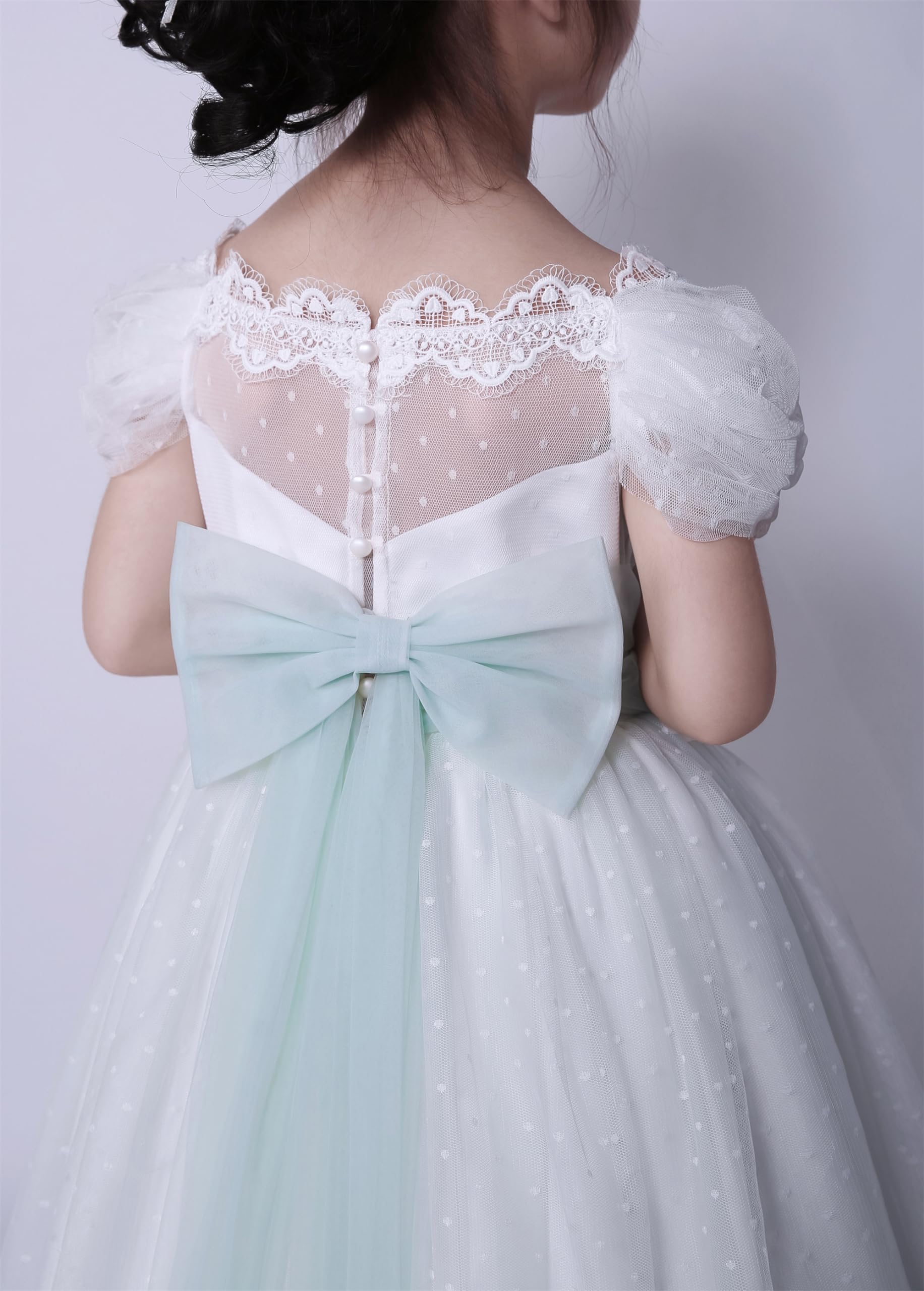 Niñas Primera Comunión Vestidos de Novia Juniors Niña Elegante Largo Blanco Ropa Tamaño 4 5 6 7 8 9 10 12 14