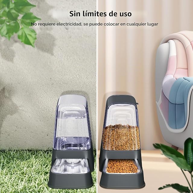 Foto 2 de 7 de Hipidog Juego de comedero automático de Alimentos y Agua para Perros y Gatos con Cuencos de Acero Inoxidable