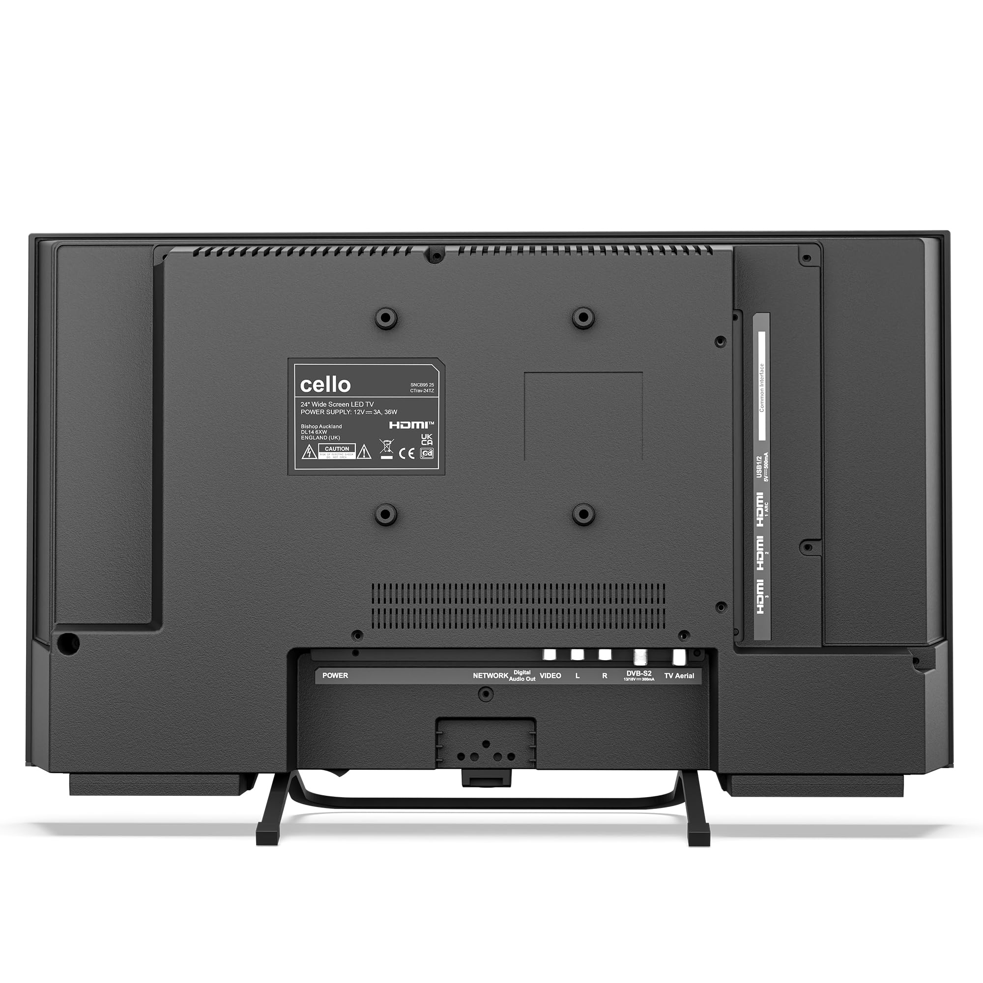 Cello CTRAV-24TZ Smart TV LED 24" 12V per camper e campeggio, Tizen OS di Samsung, Gaming Hub, altoparlanti Pitch Perfect, Bluetooth, triplo sintonizzatore