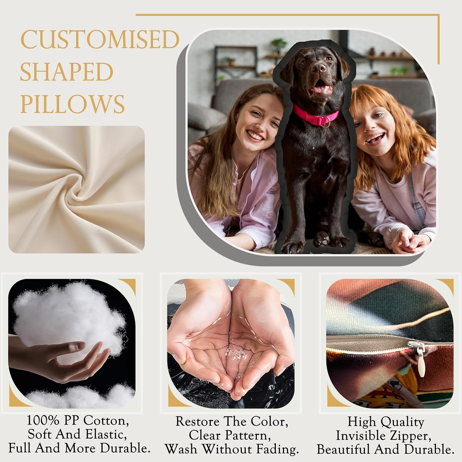 Custom Dog Pillow Custom Pet Pillow Pet Memorial Dog Pillow Personalized Photo Pillow Pet Portrait Double Side Printing(24in)