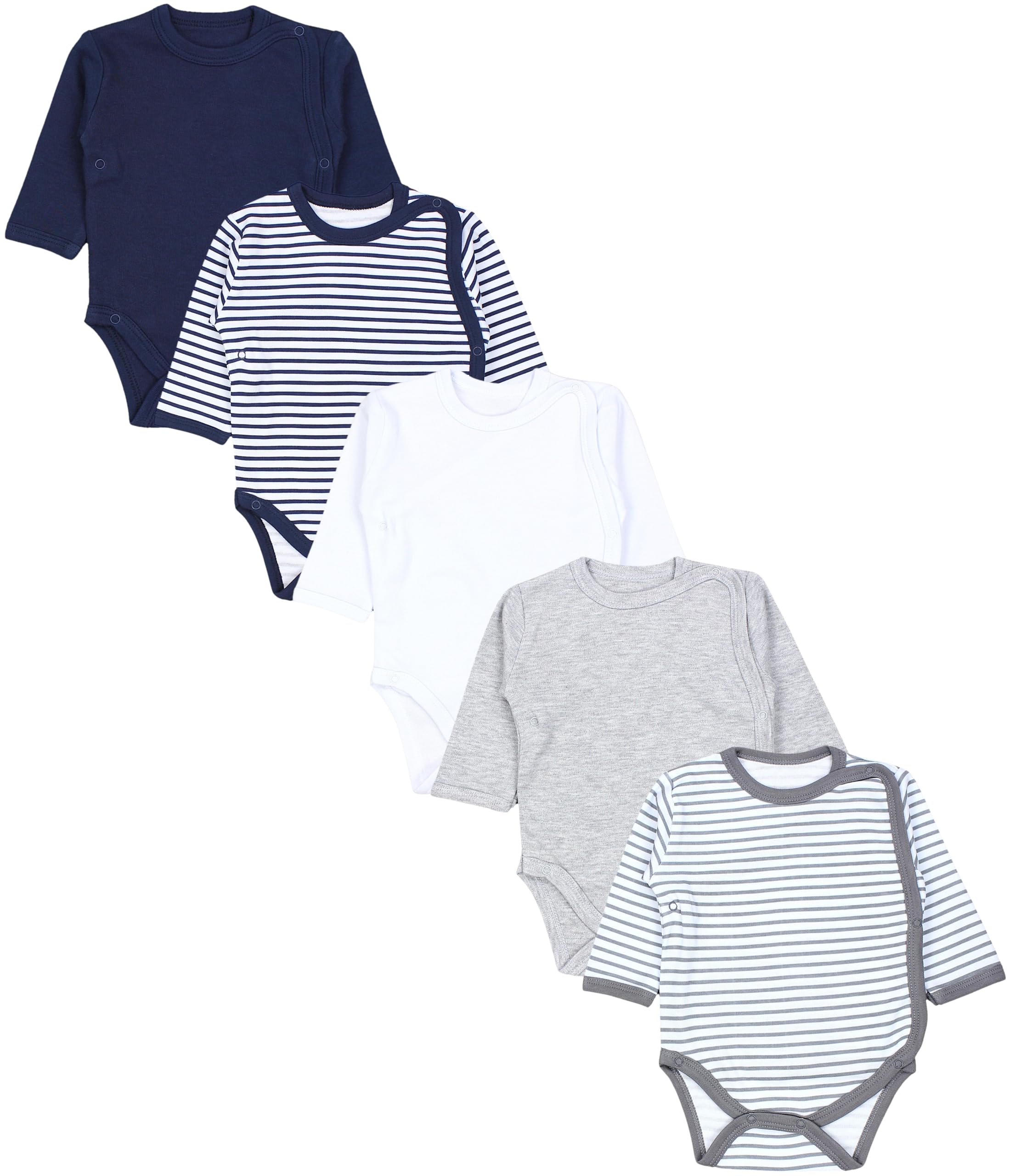 TupTam Body Bebé – Bodies Bebé Manga Larga Unisex con Cierre Lateral, Pack de 5 de Algodón