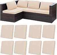 Vista 29 de Juego de 12 fundas de almohada y cojines para exteriores, 8 fundas de asiento + 4 fundas de almohada, fundas elásticas para muebles de patio
